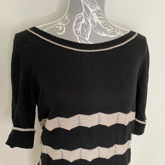 Monsoon fine knit wool mix jumper in black and taupe size medium - Picture 3 of 6